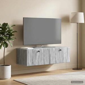 Fali TV szekrény 98 x 41 x 30 cm Szürke Sonoma Szerelt Fa