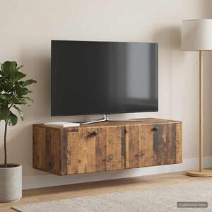 Fali TV szekrény 98 x 41 x 30 cm Antik Fa Szerelt Fa