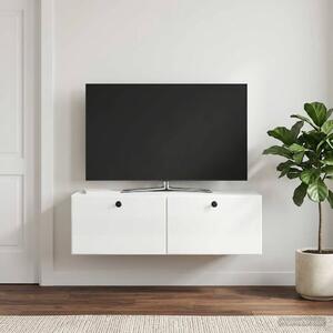 Fali TV szekrény 98 x 41 x 30 cm Magasfényű Fehér Szerelt Fa
