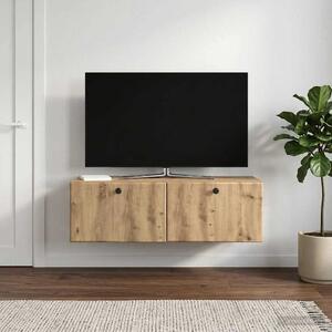 Fali TV szekrény 98 x 41 x 30 cm Kézműves Tölgy Szerelt Fa