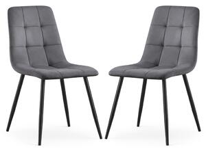 AKORD NERO Étkezőszék Welúr Sötétszürke Fekete Lábakkal 2 db
