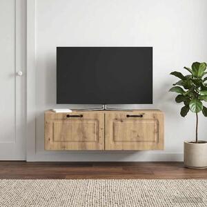 Fali TV szekrény 98 x 41 x 30 cm Kézműves Tölgy Szerelt Fa