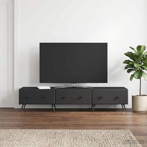 TV szekrény fiókkal Fekete 147 x 34,5 x 30 cm Szerelt Fa