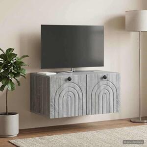 Fali TV szekrény Szürke Sonoma 59,5 x 41 x 30 cm Szerelt Fa