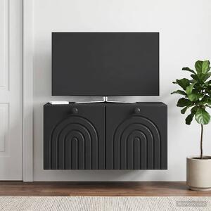 Fali TV szekrény Fekete 59,5 x 41 x 30 cm Szerelt Fa