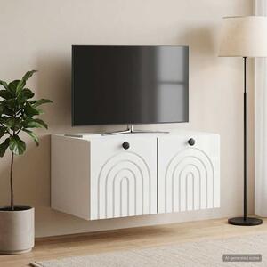 Fali TV szekrény Magasfényű Fehér 59,5 x 41 x 30 cm Szerelt Fa