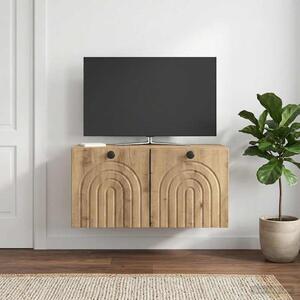 Fali TV szekrény 59,5 x 31 x 30 cm Kézműves Tölgy Szerelt Fa