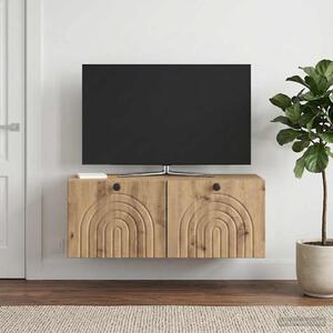 Fali TV szekrény 78,5 x 41 x 30 cm Kézműves Tölgy Szerelt Fa