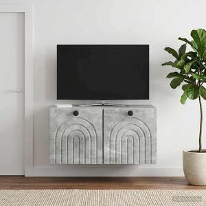 Fali TV szekrény Betonszürke 59,5 x 41 x 30 cm Szerelt Fa