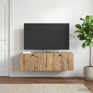 Fali TV szekrény 98 x 31 x 30 cm Kézműves Tölgy Szerelt Fa