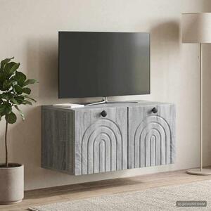 Fali TV szekrény Szürke Sonoma 59,5 x 31 x 30 cm Szerelt Fa