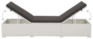 VidaXL Napozóágy - Polyrattan - Fehér - 195x60cm