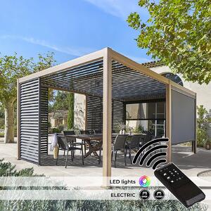 Deokork Kerti alumínium pavilon elektromos MEGAN 6x3,6 m (fa hatás)