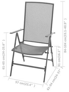 2 db szürke rakásolható acél kerti szék