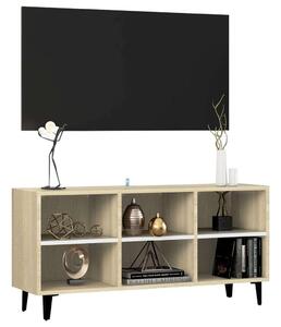Fehér-sonoma színű tv-szekrény tömör falábakkal 103,5x30x50 cm