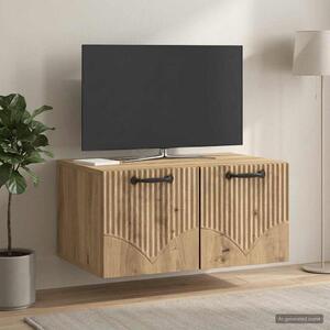 Fali TV szekrény 59,5 x 41 x 30 cm Kézműves Tölgy Szerelt Fa