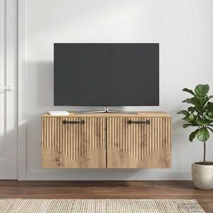 Fali TV szekrény 78,5 x 41 x 30 cm Kézműves Tölgy Szerelt Fa