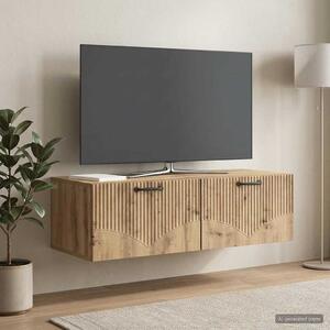 Fali TV szekrény 98 x 41 x 30 cm Kézműves Tölgy Szerelt Fa