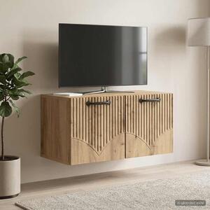 Fali TV szekrény 59,5 x 31 x 30 cm Kézműves Tölgy Szerelt Fa