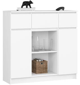 AKORD K100 Modern Komód Laminált Fehér 3 Fiókos