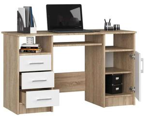 Íróasztal Akord Furniture 124 cm, sonoma tölgy - fehér
