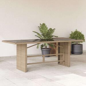 VidaXL Polyrattan Kerti Asztal - Üveglap - 190x80x75 cm