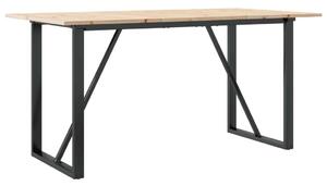 VidaXL tömör fenyőfa és öntöttvas étkezőasztal O-vázzal 140x80x75 cm