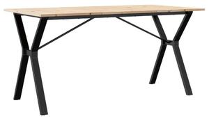 VidaXL tömör fenyőfa és öntöttvas étkezőasztal Y-vázzal 140x80x75 cm