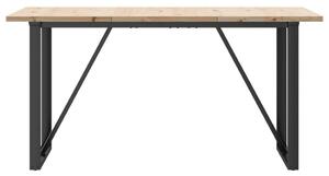 VidaXL tömör fenyőfa és öntöttvas étkezőasztal O-vázzal 160x80x75,5 cm