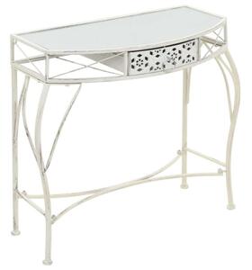 Elegáns Francia Stílusú Fém Kisasztal - Fehér - 82x39x76 cm