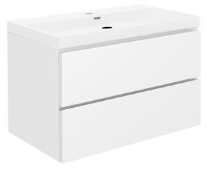 Fürdőszobaszekrény mosdóval SAT B-Way 99x50x45 cm fehér fényes BWAY2100WU4