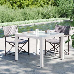VidaXL fehér polyrattan és edzett üveg kerti asztal 90 x 90 x 75 cm