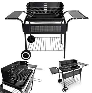 Kerti grill, fém polcok, állítható rács, kerekek | SL5636T