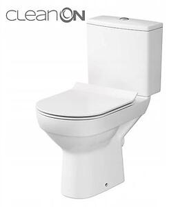Cersanit City New CleanOn, kombi WC öblítéssel 3 / 5l, vízszintes lefolyó + antibakteriális WC ülőke hőre keményedő, fehér, K35-037