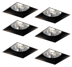 6 db fekete GU10 süllyesztett spotlámpa szett 70 mm-es, szegély nélküli - Oneon