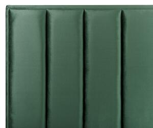 Sötétzöld bársony ágyneműtartós franciaágy 140 x 200 cm SEZANNE