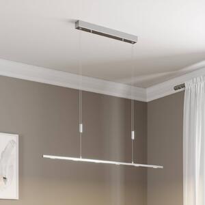 Lucande LED-es függőlámpa Arnik, 120 cm, nikkel színű, fényerőszabályozós, dimmelhető, Alu / szürke / cink, Nappali / Étkező, fém, Modern