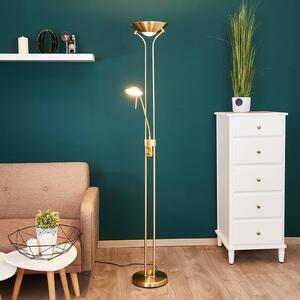 Lindby LED állólámpa Josefin, sárgaréz, olvasólámpa, dimmelhető, dimmelhető, Sárgaréz / arany, Nappali / Étkező, fém, Modern