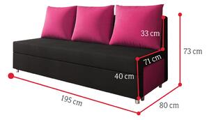 LISA kanapé, fekete/rózsaszín (alova 04/alova 76)