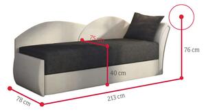 RICCARDO kinyitható kanapé, 200x80x75 cm, rose + világosbarna (rose 14/alova 66), jobbos