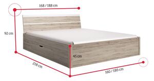 DELTA ágy 180x200 cm + ágyneműtartó (52), san remo világos/fehér