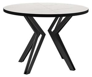 Asztal Oswego 111, Fekete, Fehér márvány, 76cm, Hosszabbíthatóság, Laminált forgácslap, Fém
