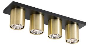 Modern mennyezeti spot fekete, arany 4-es lámpával - Tubo