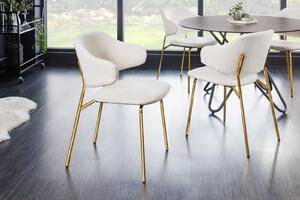 TRACY modern bouclé szék - fehér/arany