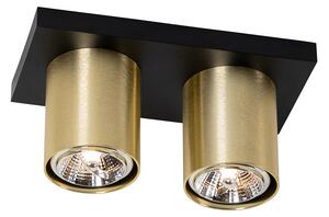 Modern mennyezeti spotlámpa fekete, arany 2 lámpával - Tubo