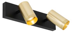Mennyezeti spotlámpa fekete, arany állítható 2 lámpával - Jeana Luxe