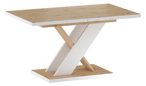 Asztal Boston 468, Fehér, Wotan tölgy, 76x85x138cm, Hosszabbíthatóság, Laminált forgácslap