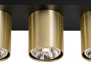 Modern mennyezeti spotlámpa fekete, arany 3-lámpával - Tubo