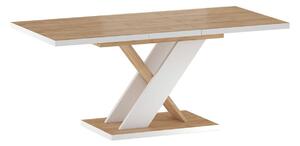 Asztal Boston 468, Wotan tölgy, Fehér, 76x85x138cm, Hosszabbíthatóság, Laminált forgácslap