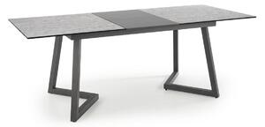 Asztal Houston 1114, Világosszürke, Sötétszürke, 76x90x160cm, Hosszabbíthatóság, Edzett üveg, Közepes sűrűségű farostlemez, Fém